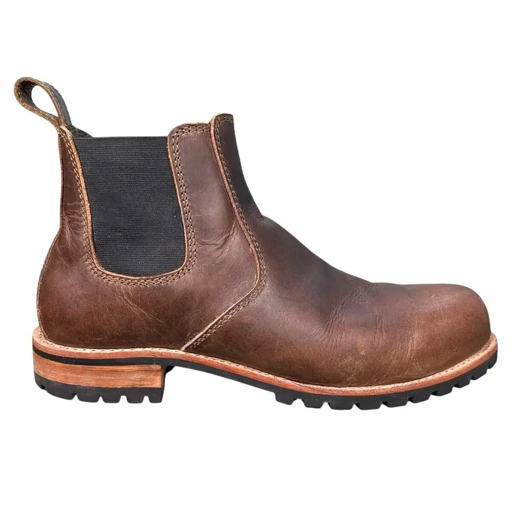Craft & Glory Men’s Explorer Brown Leather Hiking Chelsea Boots Size US 10 EE